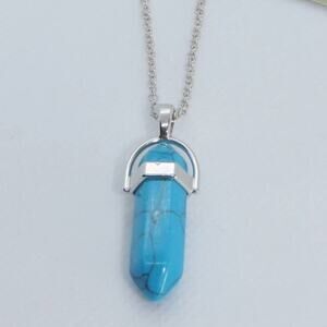 Hot Topic Turquoise Agate Hexagonal Chakra Pendant Necklace